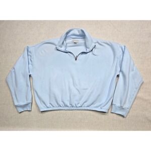 American Eagle Quarter Zip‎ Pullover Sweatshirt Crop Light Blue